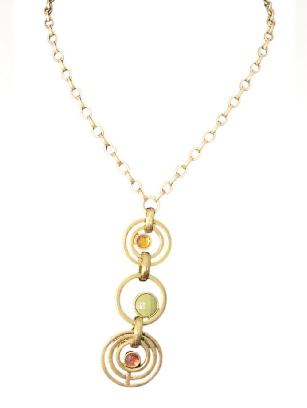 Gold Tone Multi-Stone Pendant Necklace - Women Jewelry